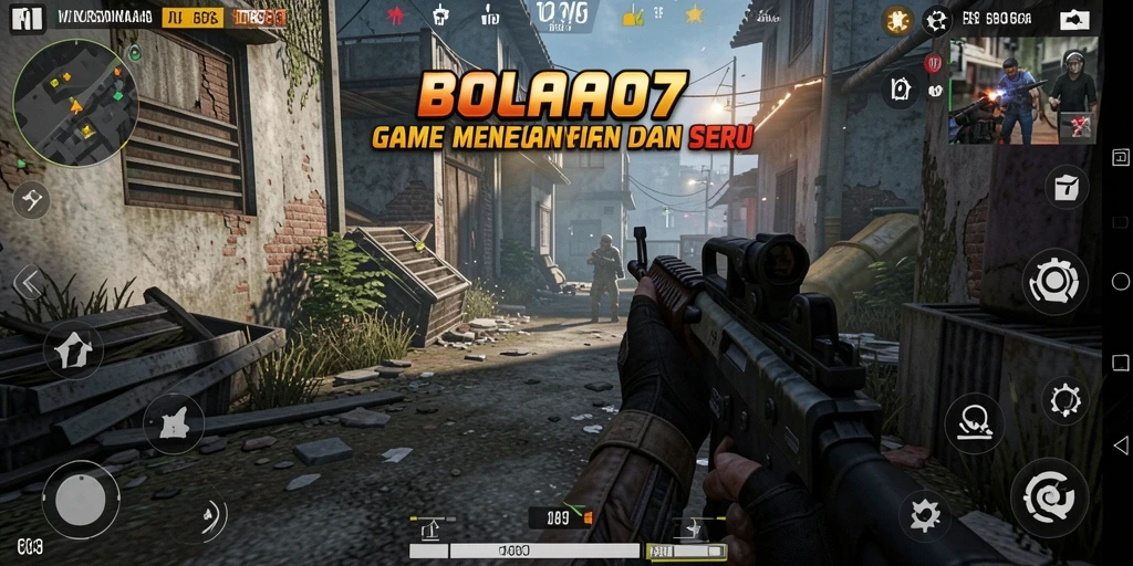 Screenshot BOLA07 menampilkan aksi gameplay FPS yang mendebarkan.