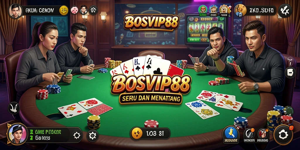Tampilan menarik dari gameplay Poker di BOSVIP88.