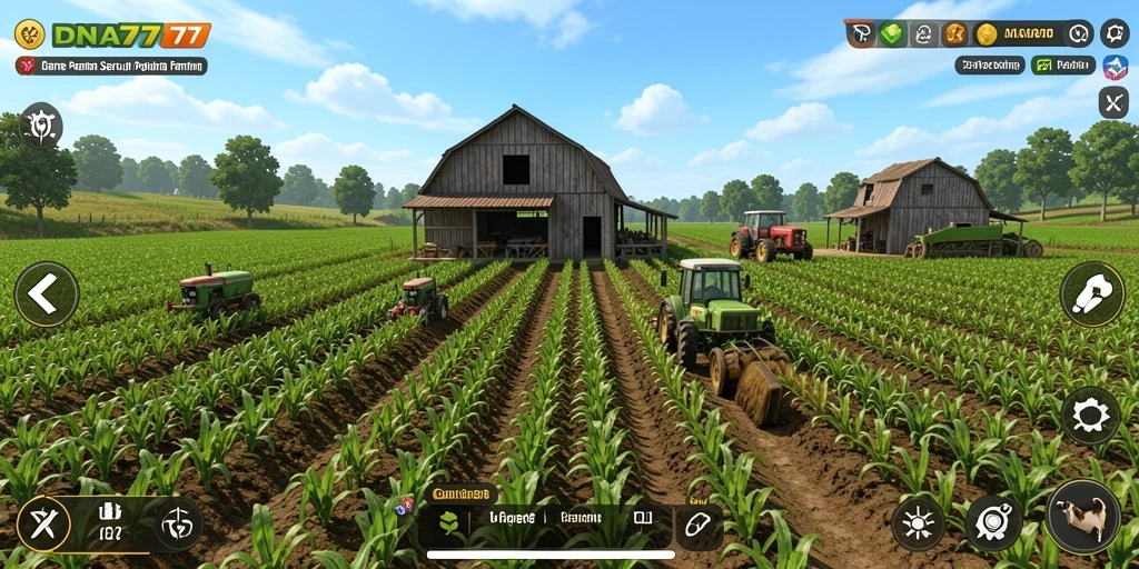 Tampilan screenshot gameplay DNA777 menampilkan aktivitas bertani yang menarik.