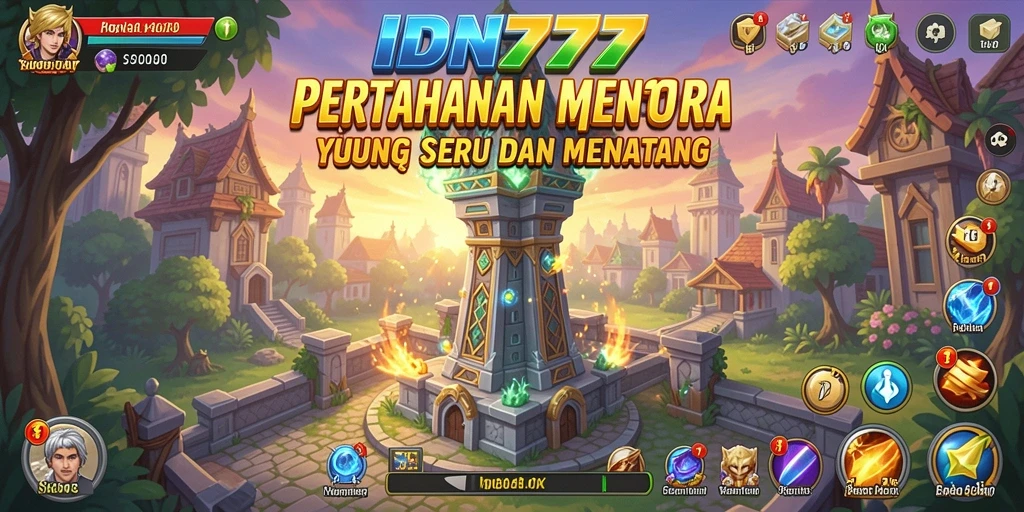 Screenshot menampilkan aksi strategis dalam permainan Tower Defense.