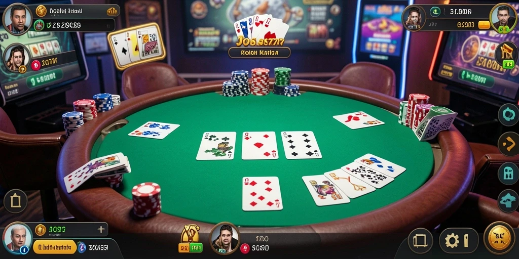 Screenshot JOS77 menampilkan gameplay Poker yang seru dan interaktif.