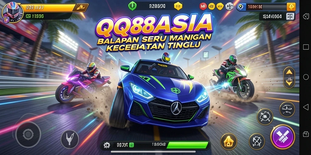 Tangkapan layar gameplay balapan yang mendebarkan dari QQ88ASIA.
