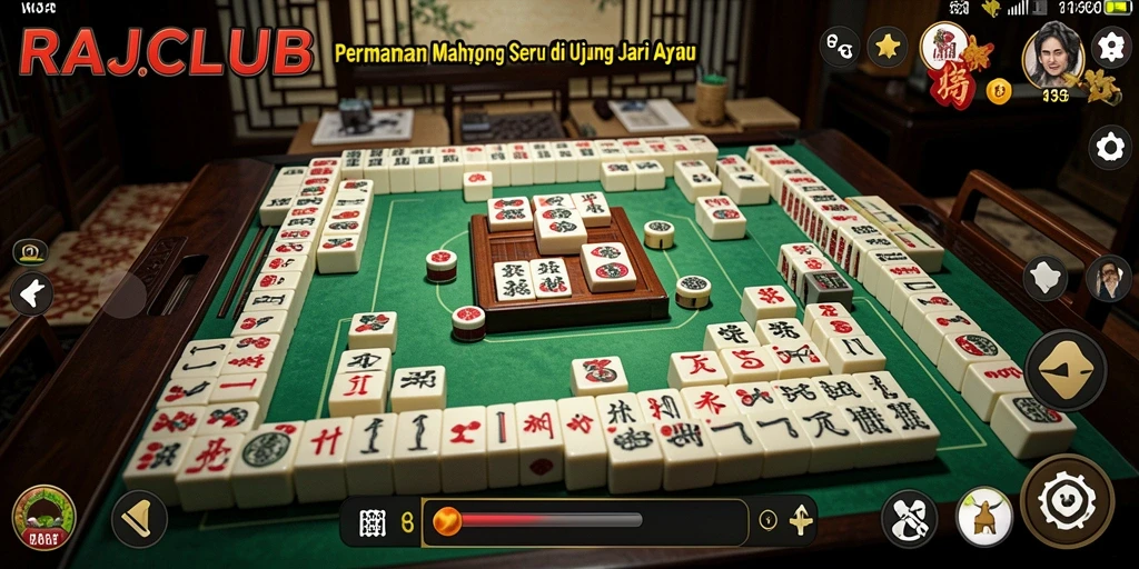 Tampilan gameplay seru di RAJACLUB dengan tantangan Mahjong.