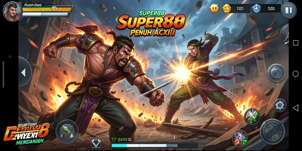 Tampilan gameplay SUPER88 yang intens dan mendebarkan.